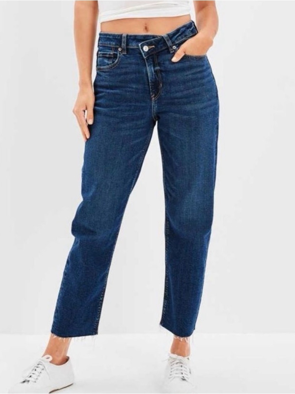 American Eagle Crossover Waist Mom Straight Leg Jeans 2